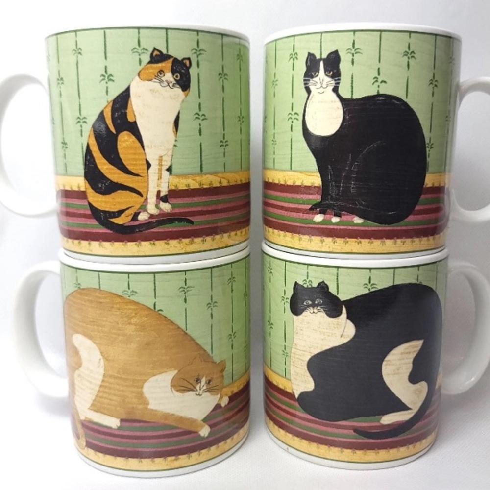 Sakura Oneida Cat Collection Stoneware Mugs Warren Kimble NIB